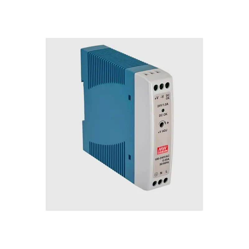 Fuente de Poder Mean Well MDR-20-24 24VDC 24W 1A Ajustable Riel DIN 24mm