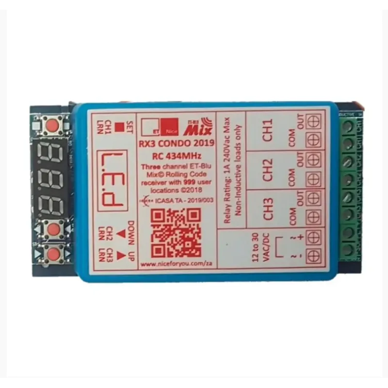Receptor ETSystem RX3 RC CONDO 3 canales frecuencia 433 MHz