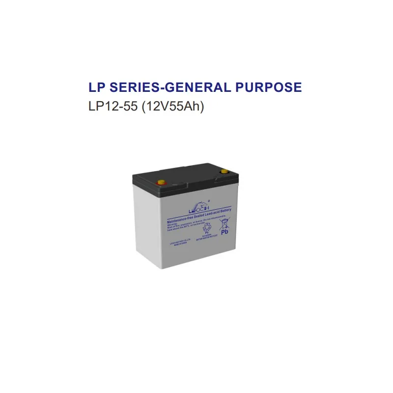 Batería AGM Leoch LP12-55 — 12V / 55Ah / Ciclo Profundo