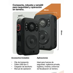 Telox Cámara Corporal T3 Full HD 2K WiFi GPS 64GB Visión Nocturna