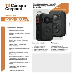 Telox Cámara Corporal T3 Full HD 2K WiFi GPS 64GB Visión Nocturna