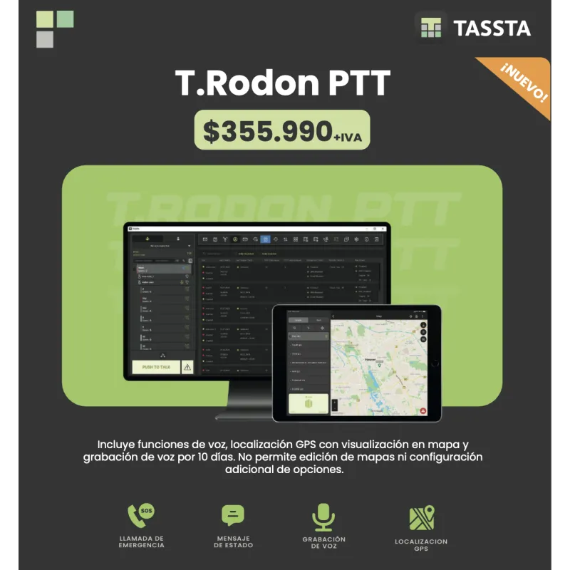 TASSTA T.Rodon PTT Licencia Anual Consola PTT + GPS con Mapa