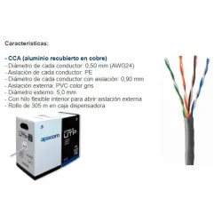 Cable UTP APACOM Cat5e CCA (cobre sobre aluminio)